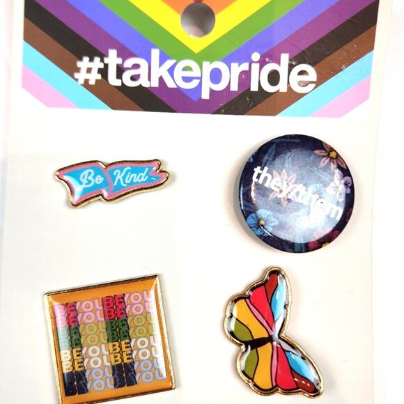 Pride Pins Set/4 Take Pride Pins New Pride Community Violet Pansies Calamus - Picture 1 of 8